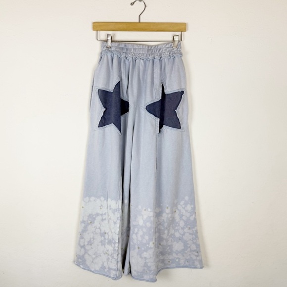 OLI & HALI Baby Blue Star Patchwork Wide Leg Ankle Pants - Picture 9 of 16